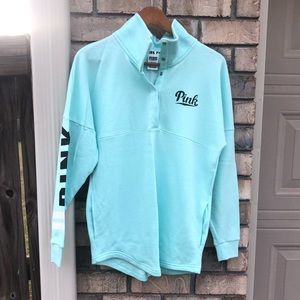 PINK HALFZIP PULLOVER SWEATER